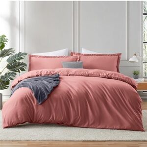 Mauve Soft Pink Queen Duvet Cover + 2 Shames